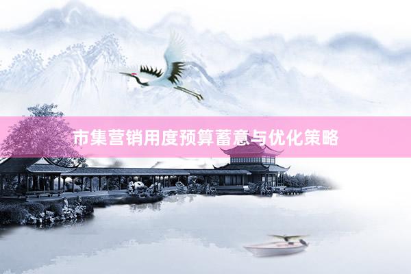 市集营销用度预算蓄意与优化策略